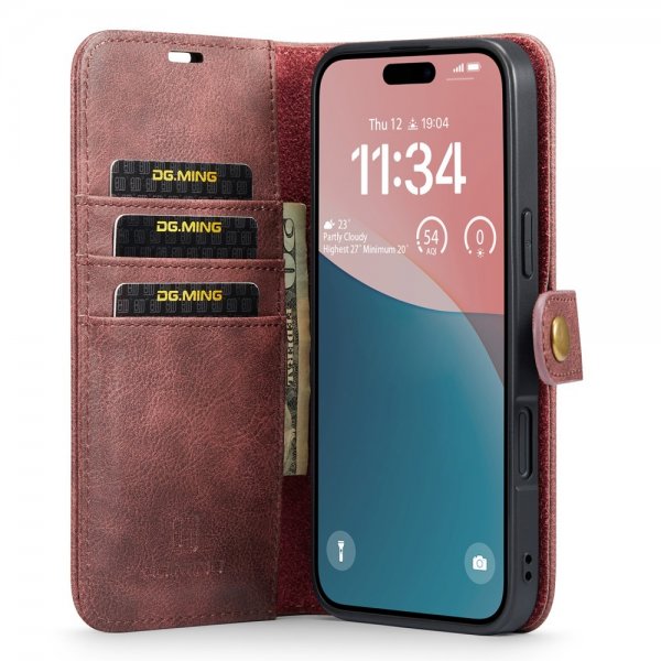 Dg.Ming iPhone 16 Kotelo Irrotettavalla Kuorella Punainen