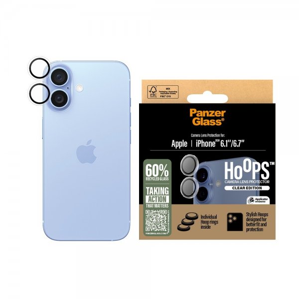 PanzerGlass iPhone 16/iPhone 16 Plus -kameransuoja Hoops, läpinäkyvä
