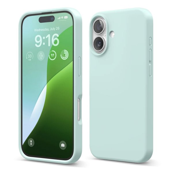 Rvelon iPhone 16 -silikonisuojakuori, vaaleanvihreä