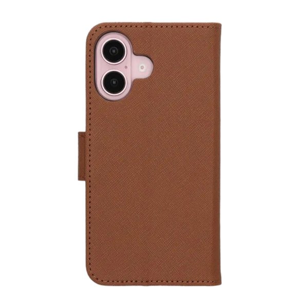 iPhone 16 -suojakotelo jalustalla, ruskea