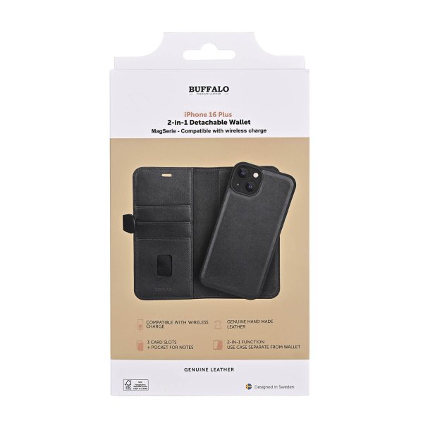 Buffalo iPhone 16 Plus -kotelo 2-in-1 MagSeries musta