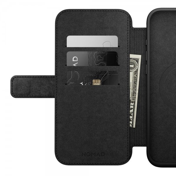 Nomad iPhone 16 Plus -suojakotelo, Modern Leather Folio, musta