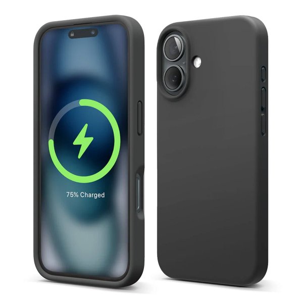 Rvelon iPhone 16 Plus Silikonisuojakuori MagSafella, musta
