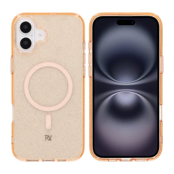 Rvelon iPhone 16 Plus -kuori, glitter, MagSafe, kulta