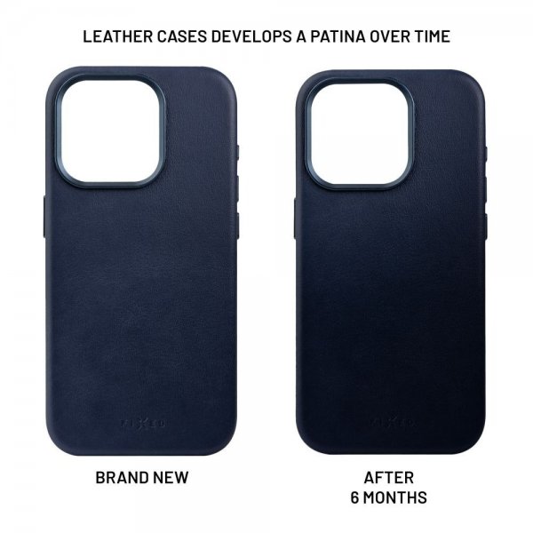 Kiinteä iPhone 16 Plus -suojakotelo MagLeather, sininen
