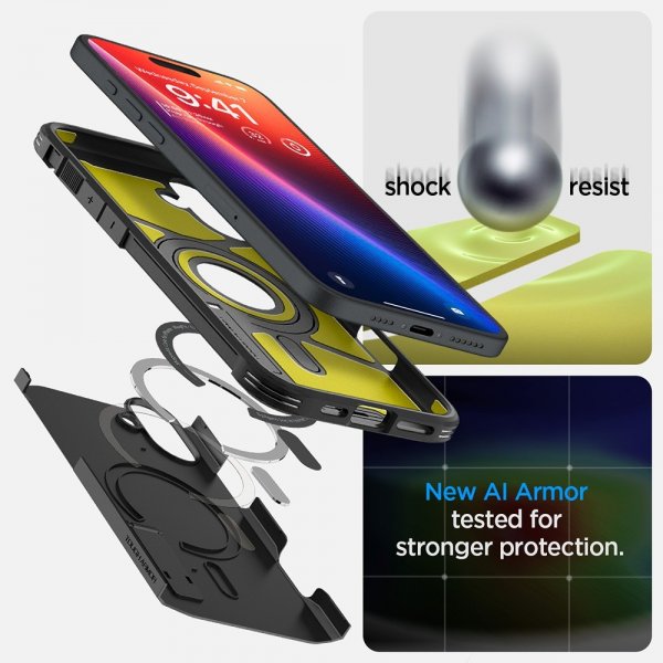 Spigen iPhone 16 Plus -suojakuori Tough Armor MagFit, musta