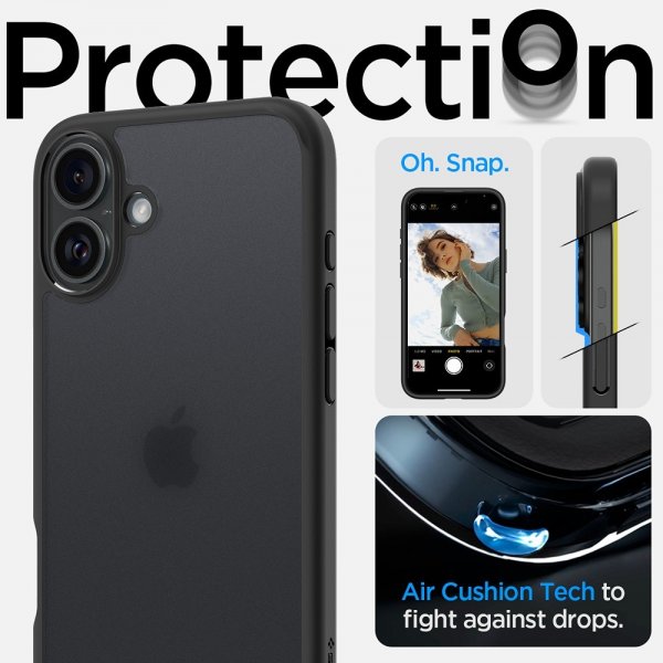 Spigen iPhone 16 Plus -suojakuori Ultra Hybrid Frost Black