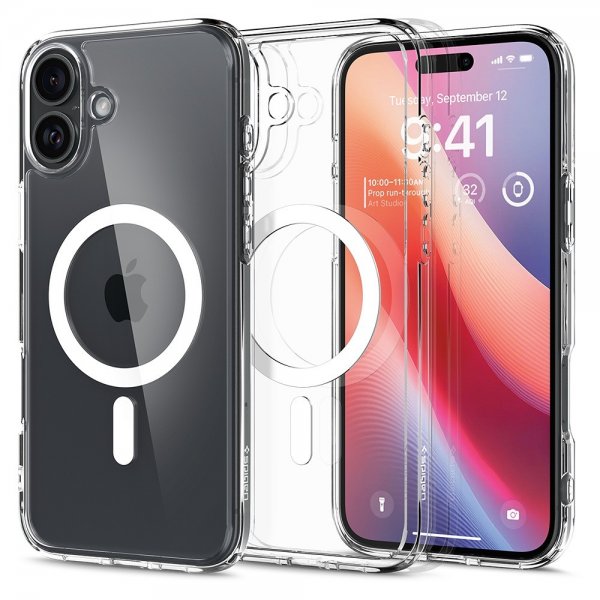 Spigen iPhone 16 Plus -suojakuori Ultra Hybrid MagFit, valkoinen