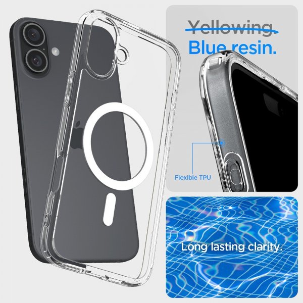 Spigen iPhone 16 Plus -suojakuori Ultra Hybrid MagFit, valkoinen