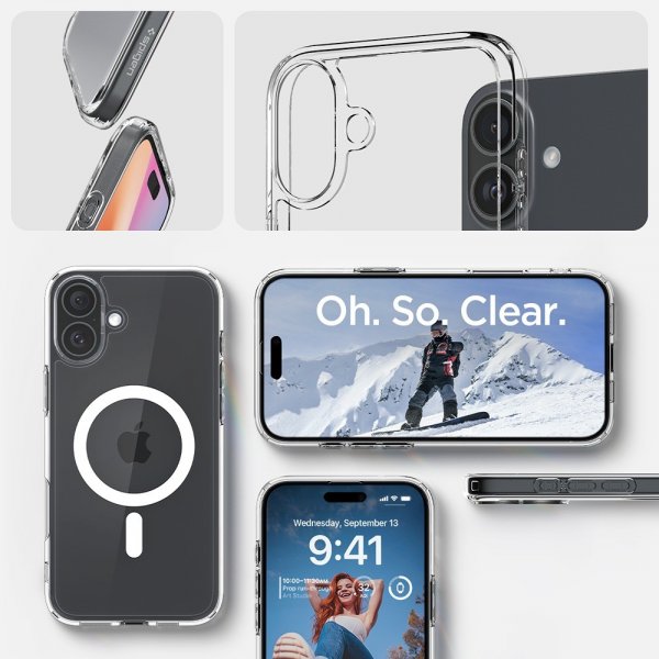 Spigen iPhone 16 Plus -suojakuori Ultra Hybrid MagFit, valkoinen
