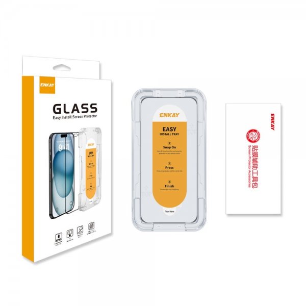 Enkay iPhone 16 Plus -näytönsuoja asennuskehyksellä Easy Install