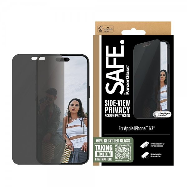 SAFE by PanzerGlass iPhone 16 Plus - näytönsuoja - Privacy EasyAligner