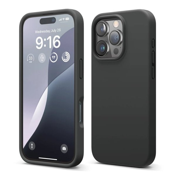Rvelon iPhone 16 Pro Kuori Silikoni Musta