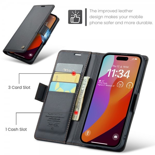 CaseMe iPhone 16 Pro -suojakuori, 023-sarja, musta