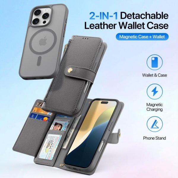 Dux Ducis iPhone 16 Pro -kuoret 2-in-1 Lawa Series MagSafe harmaa