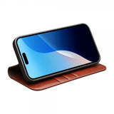 Qialino iPhone 16 Pro Kotelo Aitoa Nahkaa Ruskea