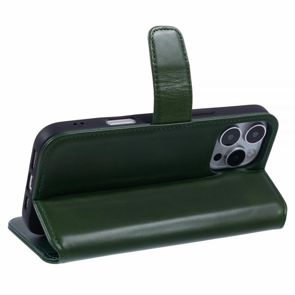 Nordic Covers iPhone 16 Pro Essential Leather Juniper Green -suojakotelo