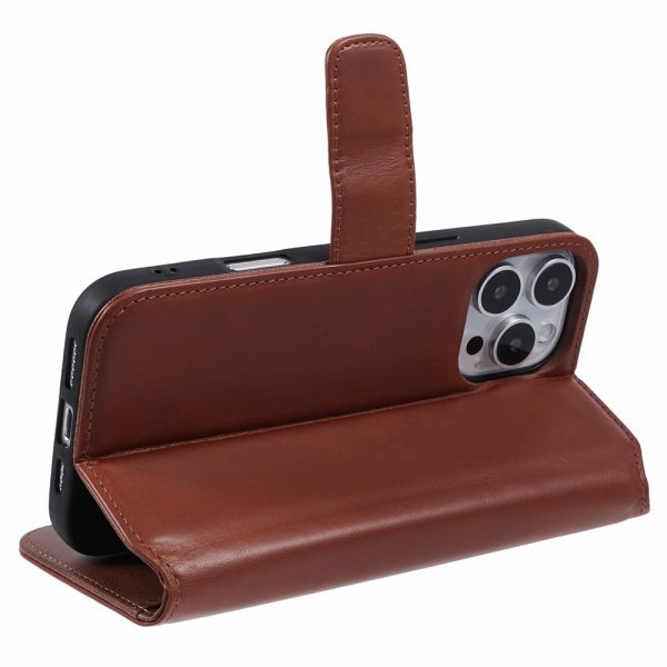 Nordic Covers iPhone 16 Pro Essential Leather Maple Brown -kotelo