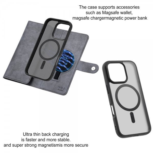 VILI iPhone 16 Pro -kotelo irrotettavalla kuorella GV Series MagSafe Harmaa