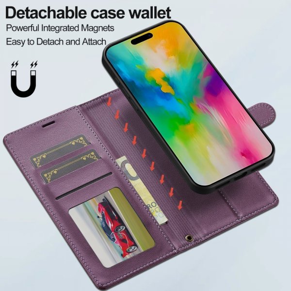 Lc.Imeeke iPhone 16 Pro -kotelo irrotettavalla kuorella, L2-sarja MagSafe, violetti