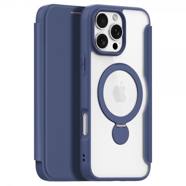 Dux Ducis iPhone 16 Pro -suojakuori Skin X Pro Series -jalustalla ja MagSafella, sininen