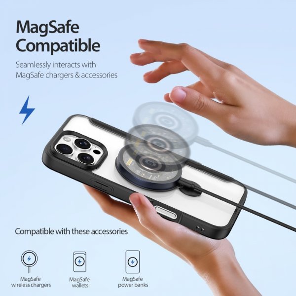 Dux Ducis iPhone 16 Pro -kuori Skin X Pro Series Kickstand MagSafe, musta