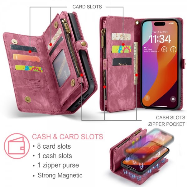 CaseMe iPhone 16 Pro Max Kotelo 008 Series Irrotettava Kuori Punainen