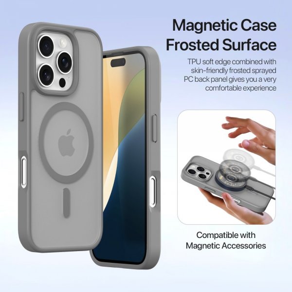 Dux Ducis iPhone 16 Pro Max -kotelo 2-in-1 Lawa Series MagSafe harmaa