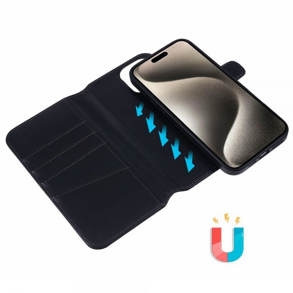 Nordic Covers iPhone 16 Pro Max MagLeather Raven Black -suojakotelo