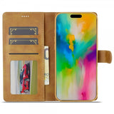 Lc.Imeeke iPhone 16 Pro Max -suojakuori korttipaikalla ja jalustatoiminnolla, vaaleanruskea