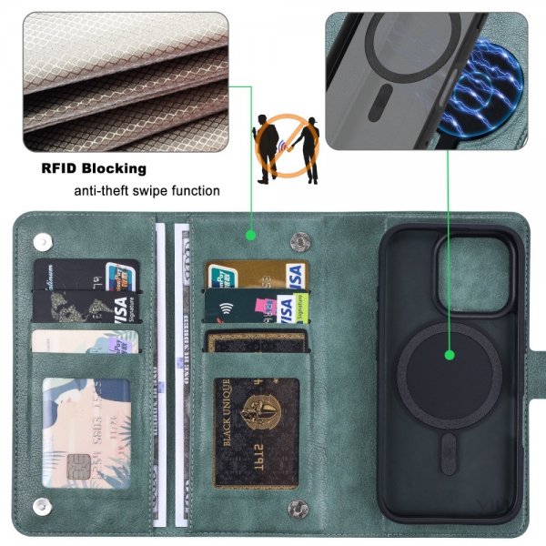 VILI iPhone 16 Pro Max -kotelo irrotettavalla kuorella GV Series MagSafe Vihreä