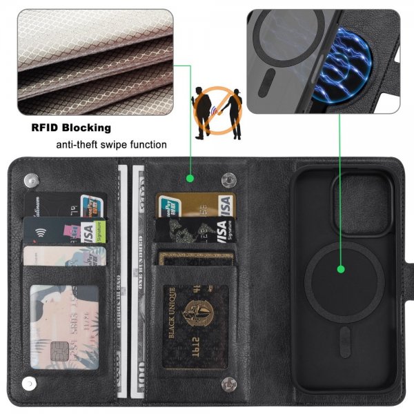 VILI iPhone 16 Pro Max Kuoret irrotettavalla kuorella GV Series MagSafe Musta
