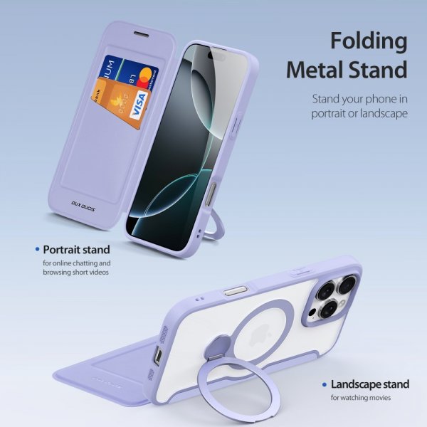 Dux Ducis iPhone 16 Pro Max -suojakuori Skin X Pro Series Kickstand MagSafe Violetti