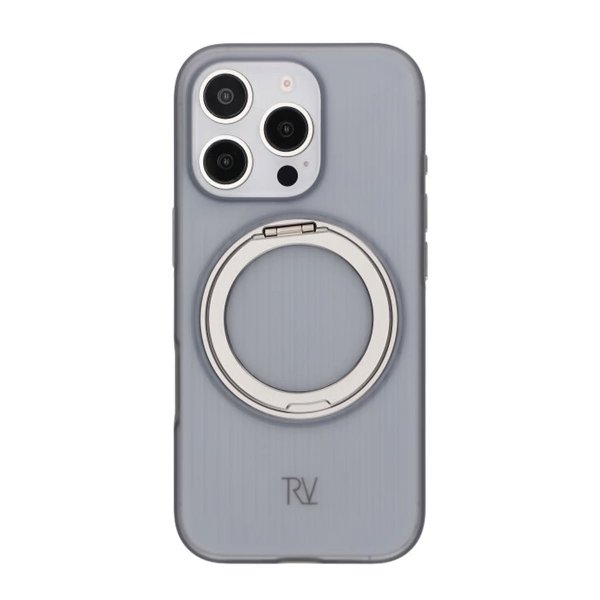 Rvelon iPhone 16 Pro Max -suojakuori, jossa kääntyvä MagSafe-jalusta, harmaa