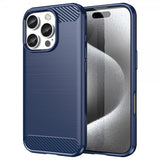 iPhone 16 Pro Max -kuori harjattu hiilikuitukuviointi sininen