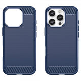 iPhone 16 Pro Max -kuori harjattu hiilikuitukuviointi sininen