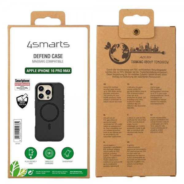4smarts iPhone 16 Pro Max Kuori Defend Kotelo Ultimag Musta