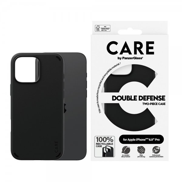 CARE by PanzerGlass iPhone 16 Pro Max Kuori Double Defence Musta