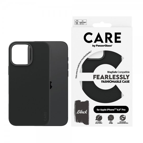 CARE by PanzerGlass iPhone 16 Pro Max -suojakuori, muodikas, MagSafe, musta