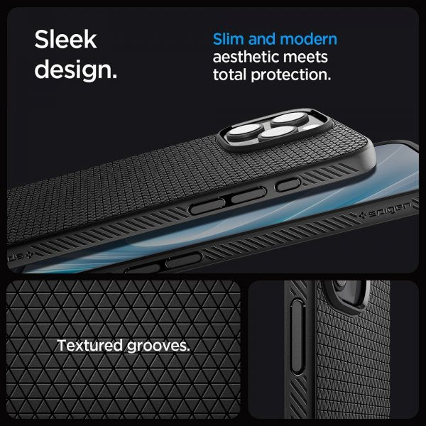 Spigen iPhone 16 Pro Max -suojakuori Liquid Air Mattamusta