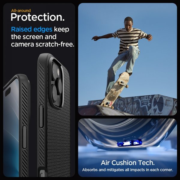 Spigen iPhone 16 Pro Max -suojakuori Liquid Air Mattamusta
