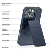 Dux Ducis iPhone 16 Pro Max -suojakuori Rafi II Series MagSafe sininen