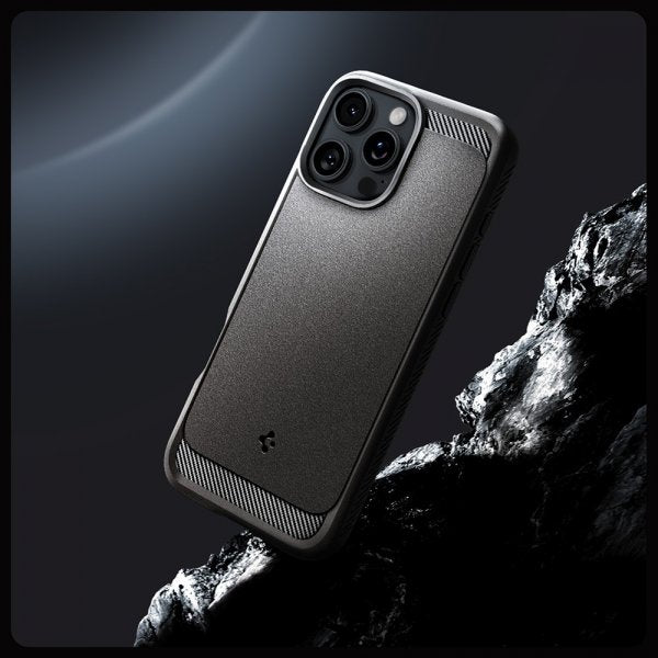 Spigen iPhone 16 Pro Max -kuori, Rugged Armor MagFit, harmaa