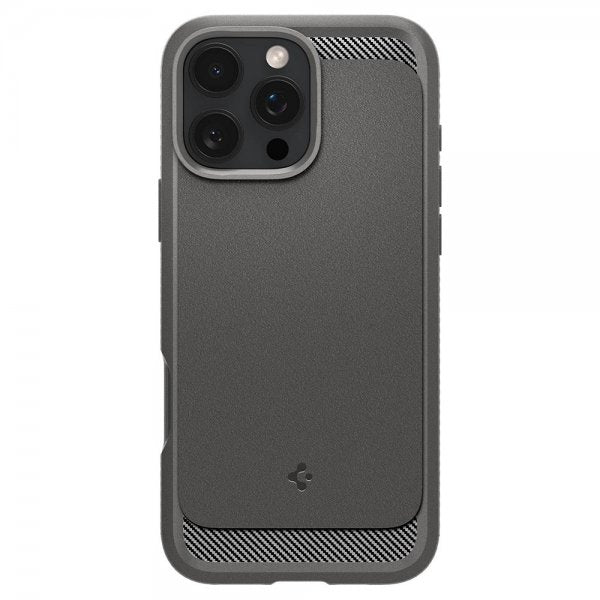 Spigen iPhone 16 Pro Max -kuori, Rugged Armor MagFit, harmaa