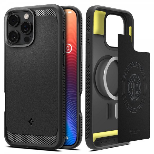 Spigen iPhone 16 Pro Max -suojakuori Rugged Armor MagFit Matte Black