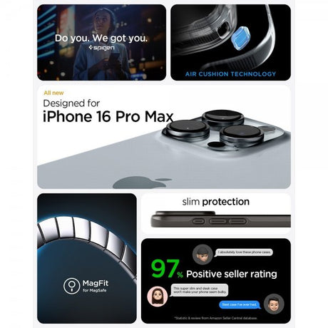 Spigen iPhone 16 Pro Max -kuori Thin Fit MagFit Gunmetal