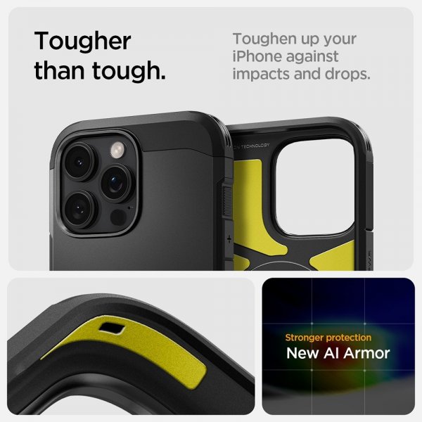 Spigen iPhone 16 Pro Max Kuori Tough Armor MagFit Musta