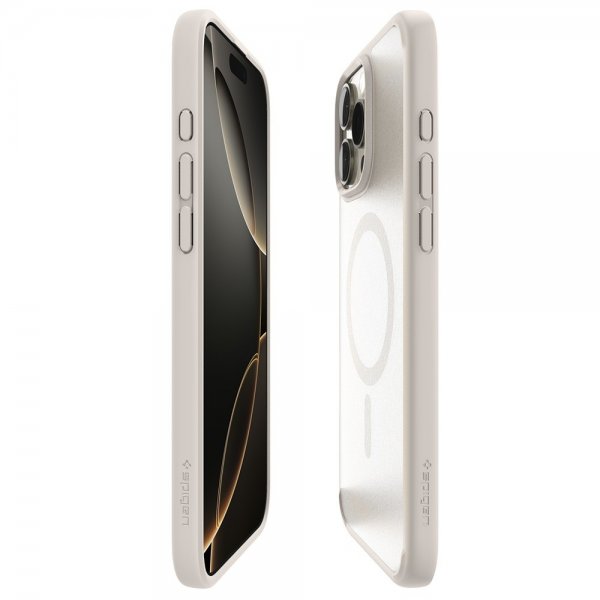 Spigen iPhone 16 Pro Max -suojakuori Ultra Hybrid MagFit Frost Natural Titanium