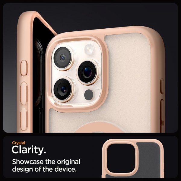 Spigen iPhone 16 Pro Max -suojakuori Ultra Hybrid MagFit Frost Rose Titanium