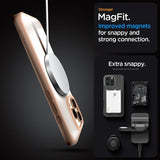 Spigen iPhone 16 Pro Max -suojakuori Ultra Hybrid MagFit Frost Rose Titanium